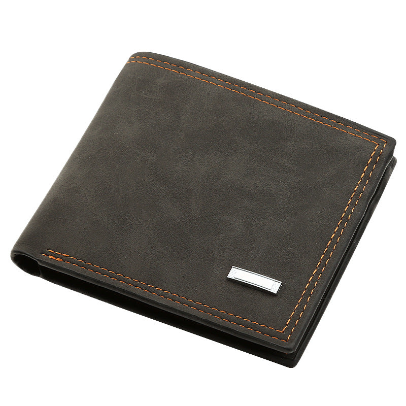 Men's Black Embossed Wallet - PU Leather, Money Clip