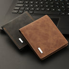 Men's Black Embossed Wallet - PU Leather, Money Clip