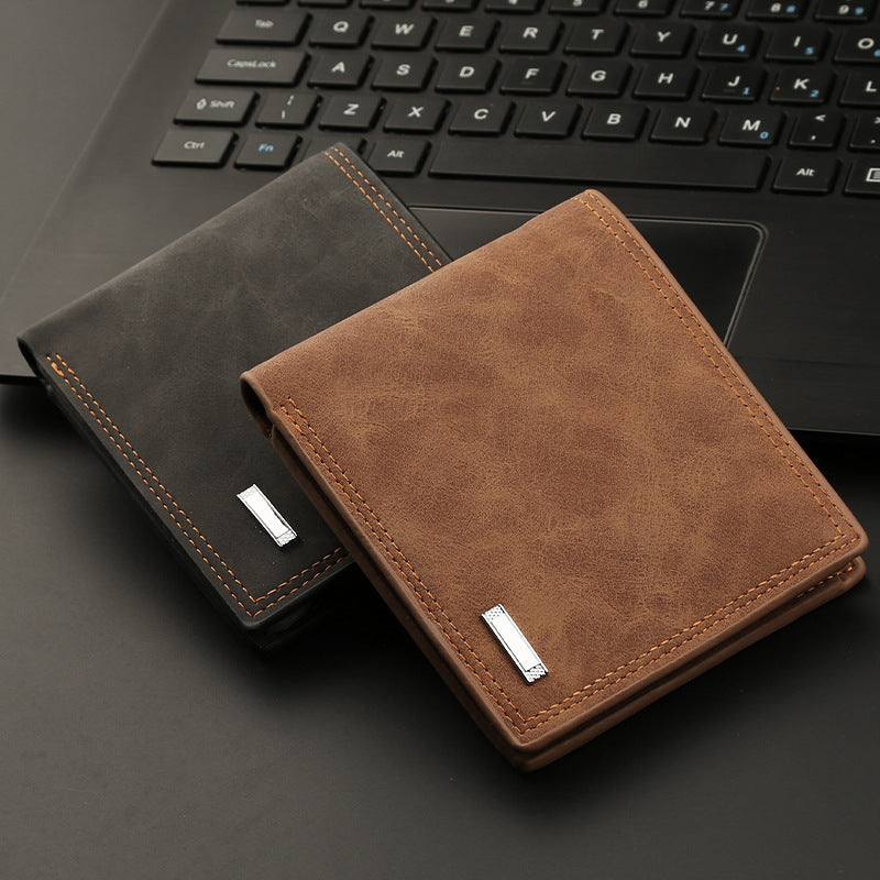 Men's Black Embossed Wallet - PU Leather, Money Clip