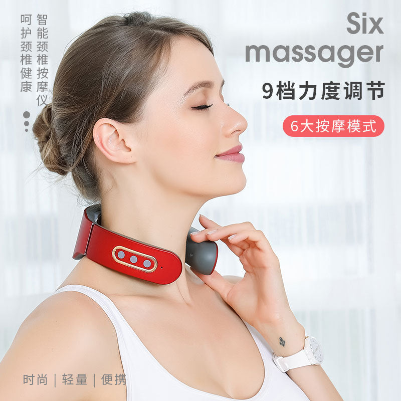 Multi-head neck massager intelligent cervical massager pulse therapy neck protector charging hot compress cervical massager