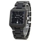 BEWELL Square Men's Fashion Calendar Movement Sandalwood Watch Factory Wholesale Available Wooden Watch with Double Calendar