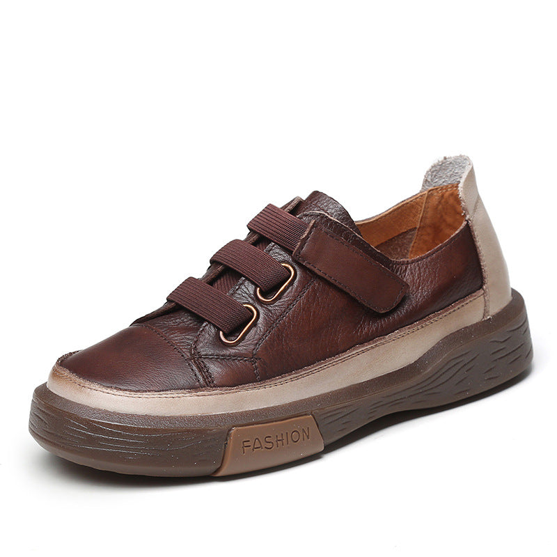 Genuine leather retro single shoes for women washed leather tendon soft sole pure leather casual women's shoes spring and autumn new handmade four-season shoes