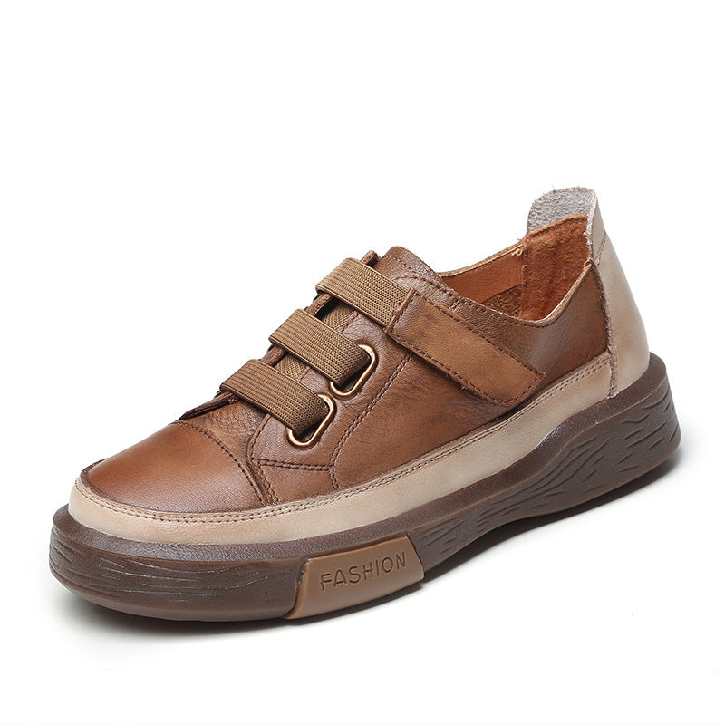 Genuine leather retro single shoes for women washed leather tendon soft sole pure leather casual women's shoes spring and autumn new handmade four-season shoes
