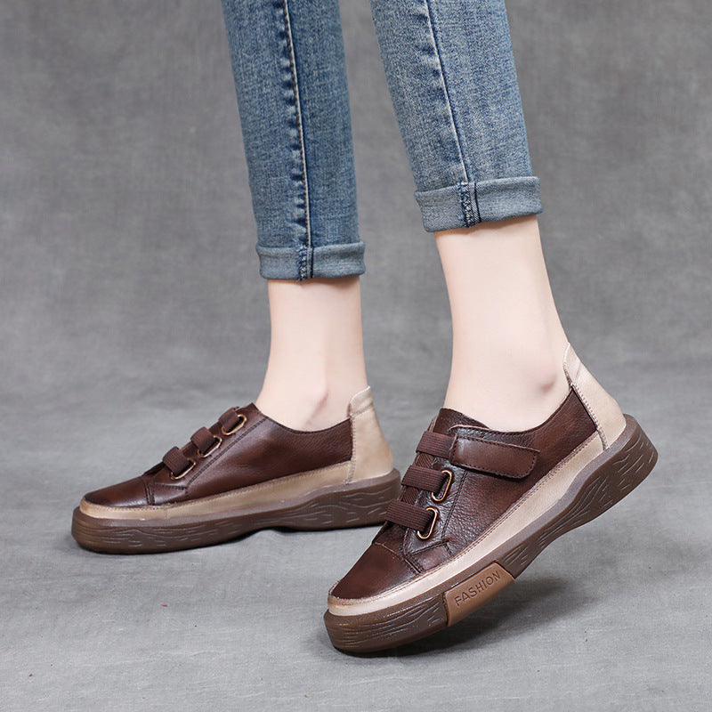 Genuine leather retro single shoes for women washed leather tendon soft sole pure leather casual women's shoes spring and autumn new handmade four-season shoes