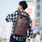 Men's PU Backpack Student Bag School Bag Business Computer Bag Travel Bag Large Capacity Bag Handbag Backpack