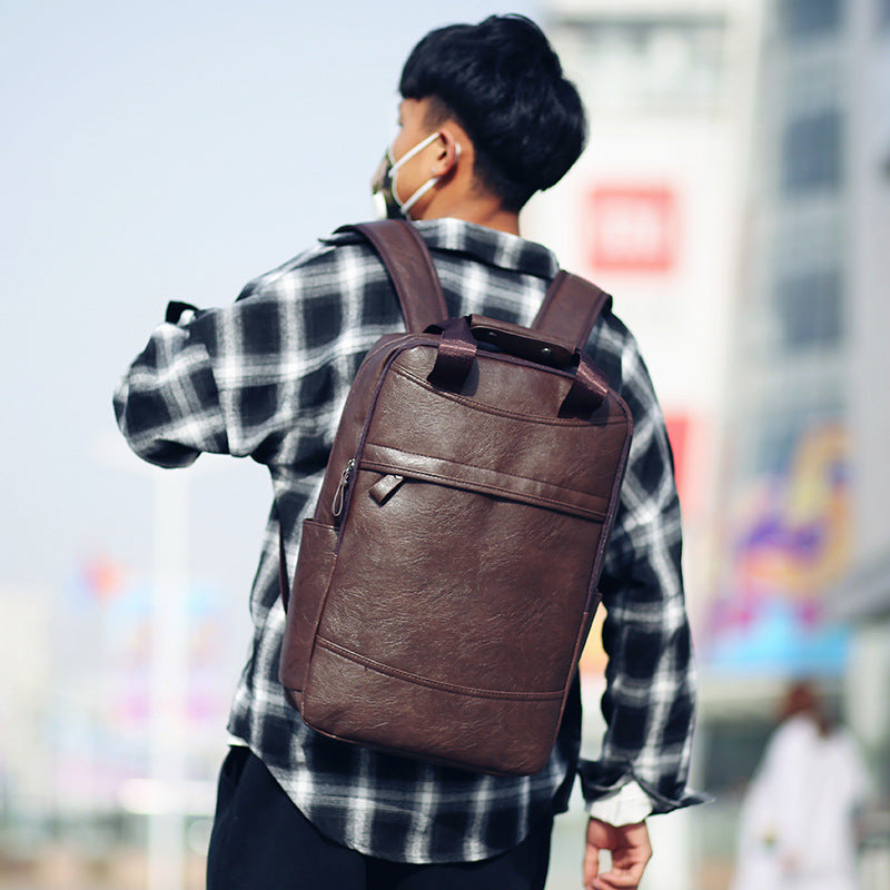 Men's PU Backpack Student Bag School Bag Business Computer Bag Travel Bag Large Capacity Bag Handbag Backpack