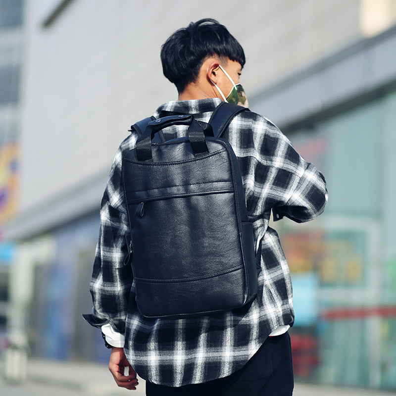 Men's PU Backpack Student Bag School Bag Business Computer Bag Travel Bag Large Capacity Bag Handbag Backpack