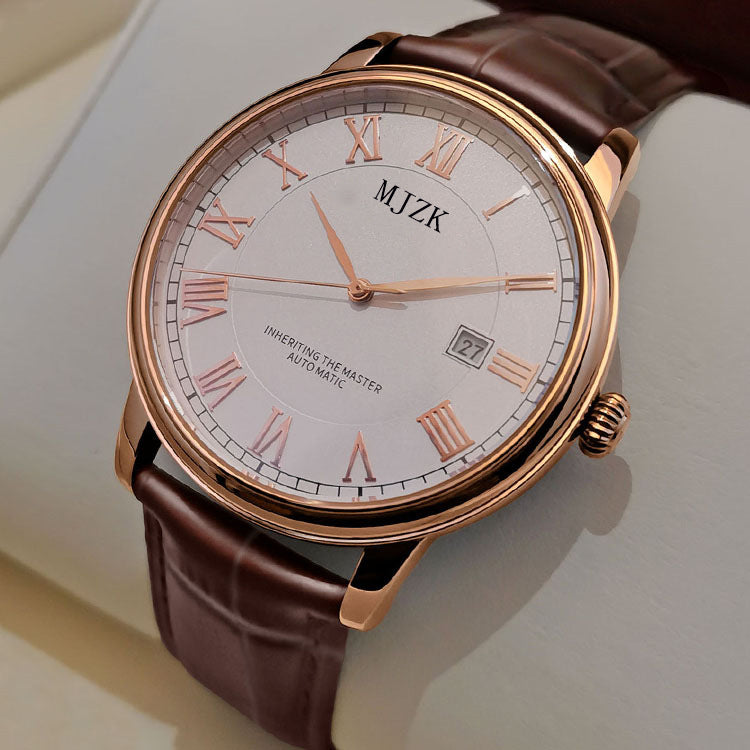 Men's Brown Quartz Watch - Ultra-Thin, Waterproof