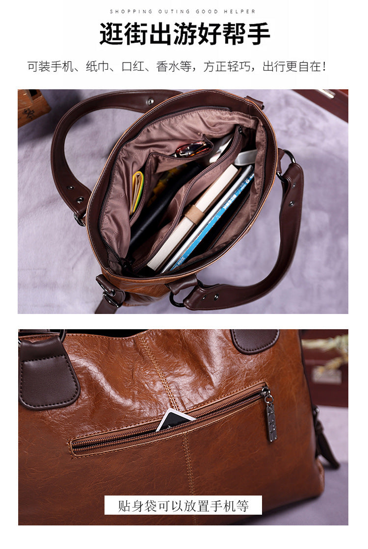 Retro Leather Tote Bag