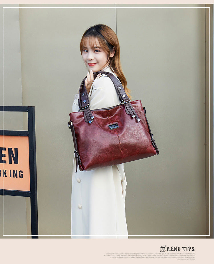 Retro Leather Tote Bag