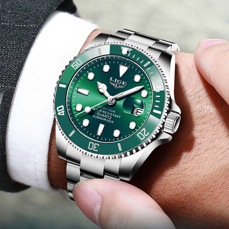 LIGE/Lige Fashion Explosion Style Men's Watch Quartz Three-Hand Watch Waterproof Clock