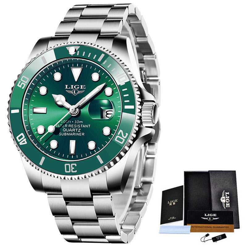 LIGE/Lige Fashion Explosion Style Men's Watch Quartz Three-Hand Watch Waterproof Clock