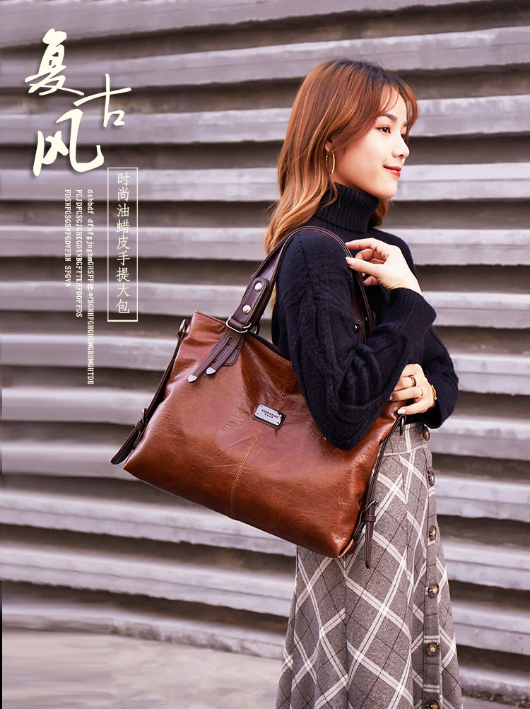 Retro Leather Tote Bag