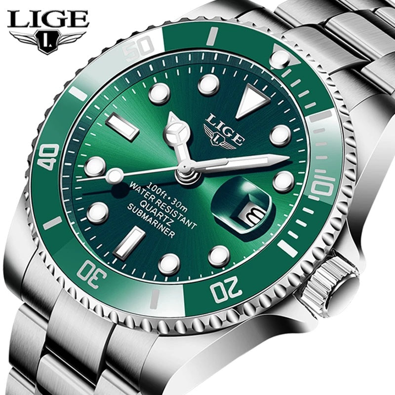 LIGE/Lige Fashion Explosion Style Men's Watch Quartz Three-Hand Watch Waterproof Clock