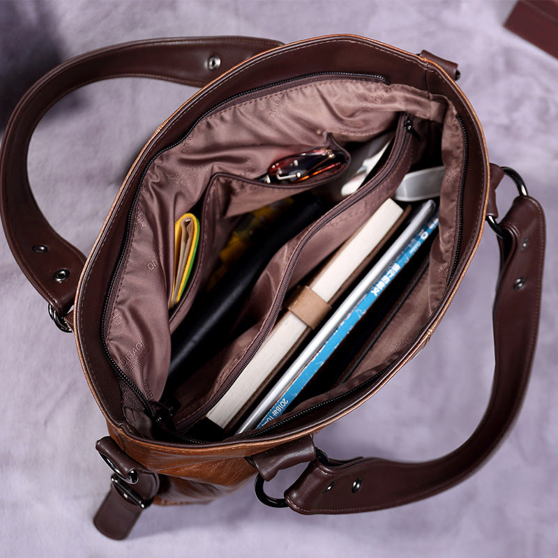 Retro Leather Tote Bag