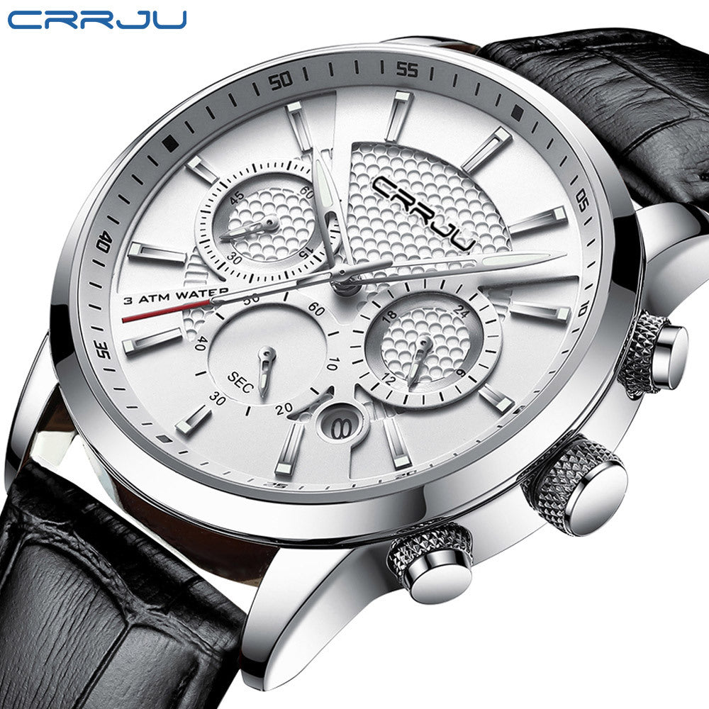 CRRJU Men's Chronograph Quartz Watch – Black | Aladinae