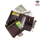 Men's RFID Vertical Double Zipper Leather Wallet | Aladinae