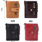 Men's RFID Vertical Double Zipper Leather Wallet | Aladinae