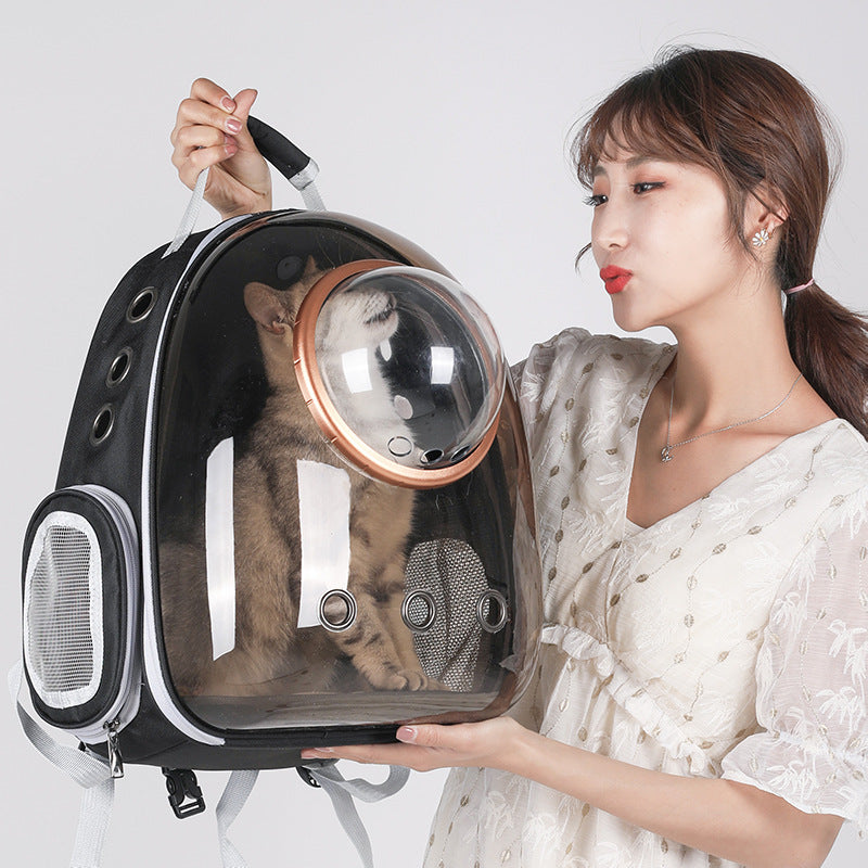 Cat carrier, travel bag, space capsule pet backpack, school bag, double shoulder bag, dog, rabbit, cat cage for going out in winter.