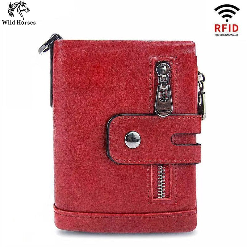 Men's RFID Vertical Double Zipper Leather Wallet | Aladinae