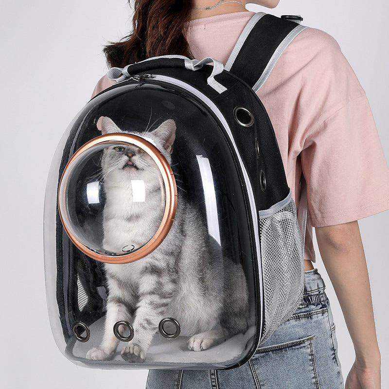 Cat carrier, travel bag, space capsule pet backpack, school bag, double shoulder bag, dog, rabbit, cat cage for going out in winter.