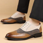 Men's Leather Shoes Breathable Color-Block Large Size Shoes
