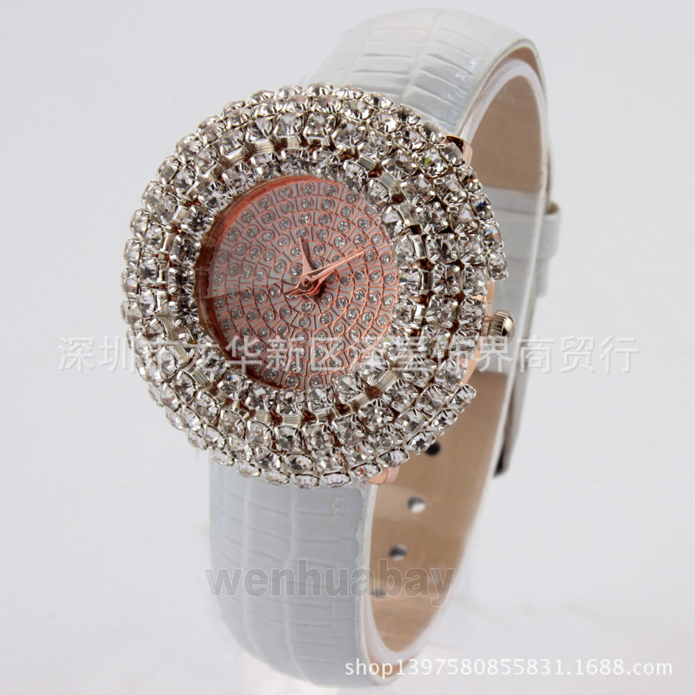 Women's Brown Watch - Rhinestone Detail, World Time