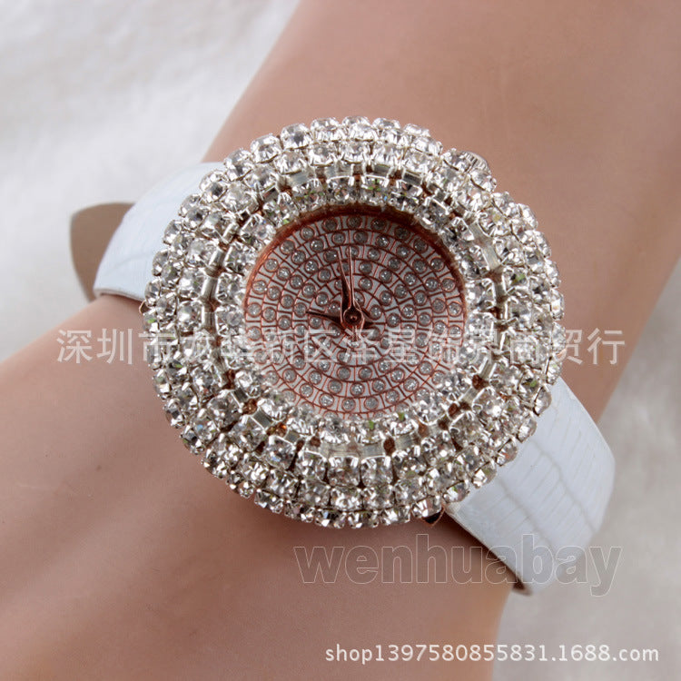 Women's Brown Watch - Rhinestone Detail, World Time