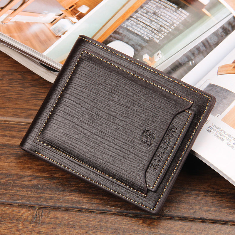 Men's Brown Horizontal Wallet - Multi-Card, PU Leather