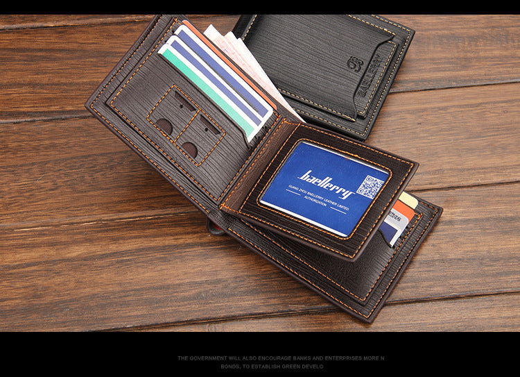 Men's Brown Horizontal Wallet - Multi-Card, PU Leather