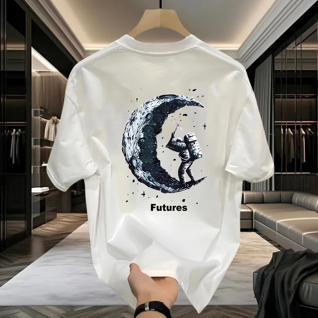 Casual Fashion Printed Pure Cotton Short Sleeve T-Shirt for Men