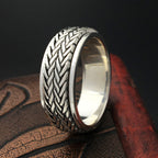 S925 sterling silver jewelry handmade retro Thai silver personality ring men's rotating hemp rope ring