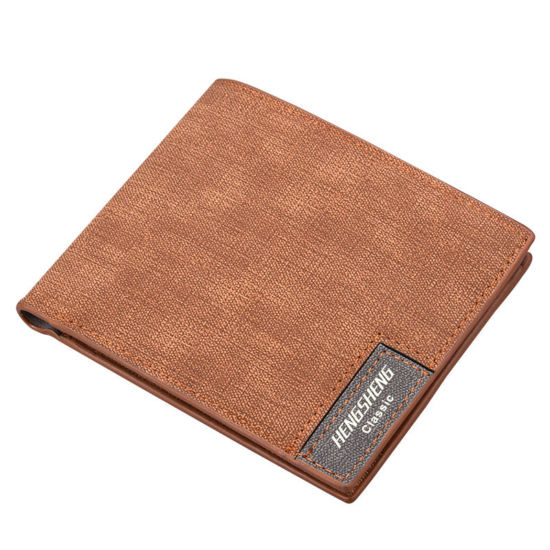 Men's Light Brown Canvas-Pattern Wallet - Slim