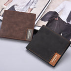 Men's Light Brown Canvas-Pattern Wallet - Slim