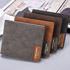Men's Light Brown Canvas-Pattern Wallet - Slim