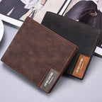 Men's Light Brown Canvas-Pattern Wallet - Slim