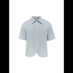 Curved Hem Striped Short Sleeve Shirt for Men