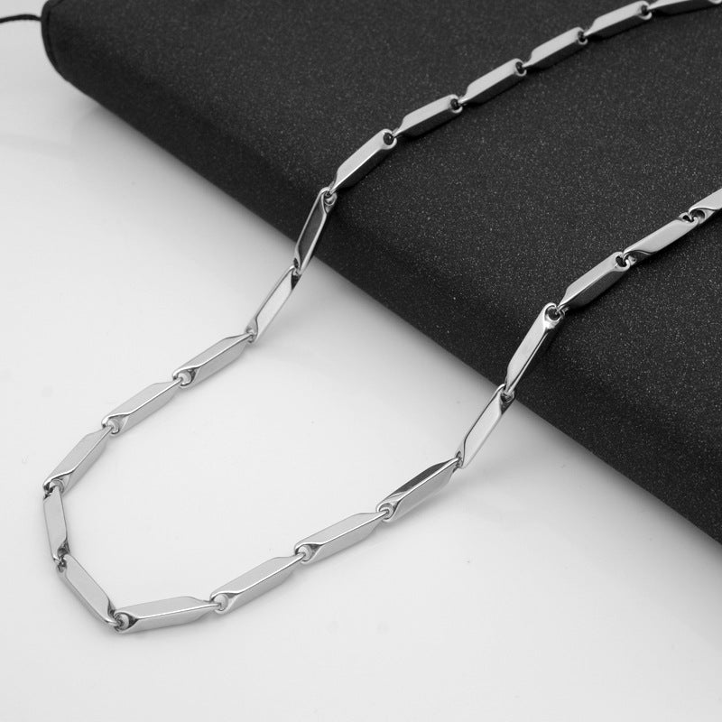 Stainless Steel Necklace Titanium Steel Men's Chain Handmade Rhombus Square Chain Girls Pendant With Chain Melon Seed Chain Jewelry Accessories