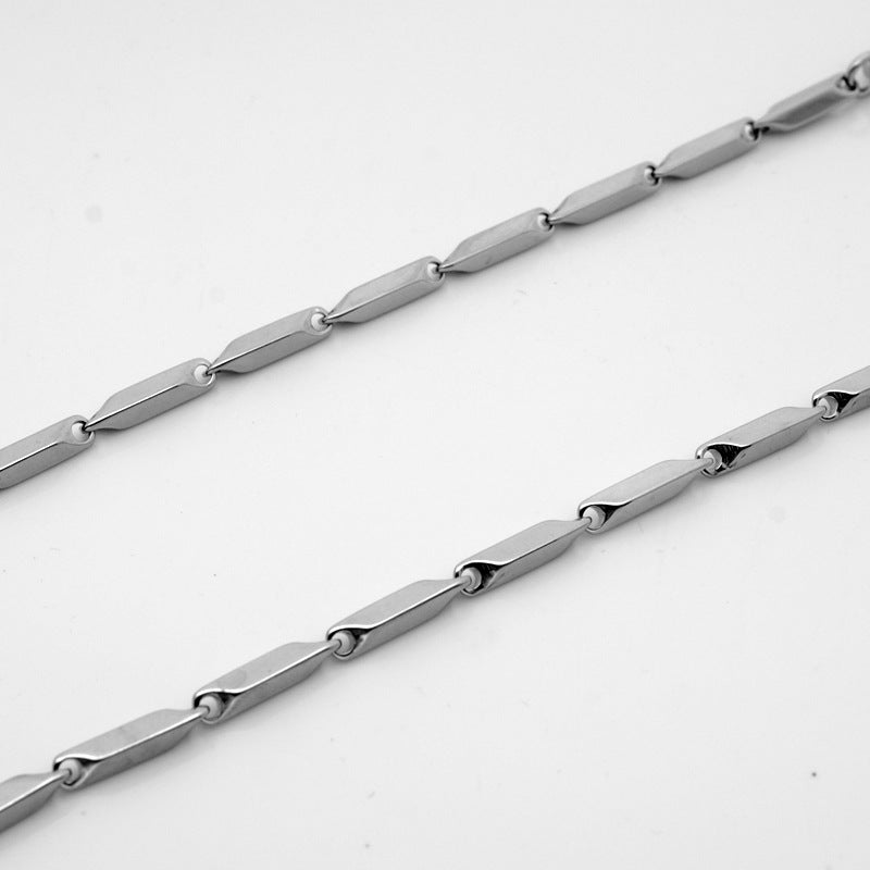 Stainless Steel Necklace Titanium Steel Men's Chain Handmade Rhombus Square Chain Girls Pendant With Chain Melon Seed Chain Jewelry Accessories