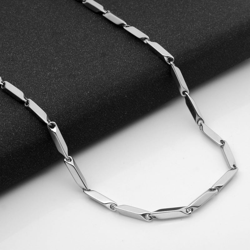 Stainless Steel Necklace Titanium Steel Men's Chain Handmade Rhombus Square Chain Girls Pendant With Chain Melon Seed Chain Jewelry Accessories