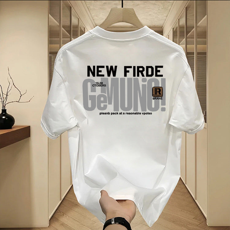 Casual Fashion Printed Pure Cotton Short Sleeve T-Shirt for Men