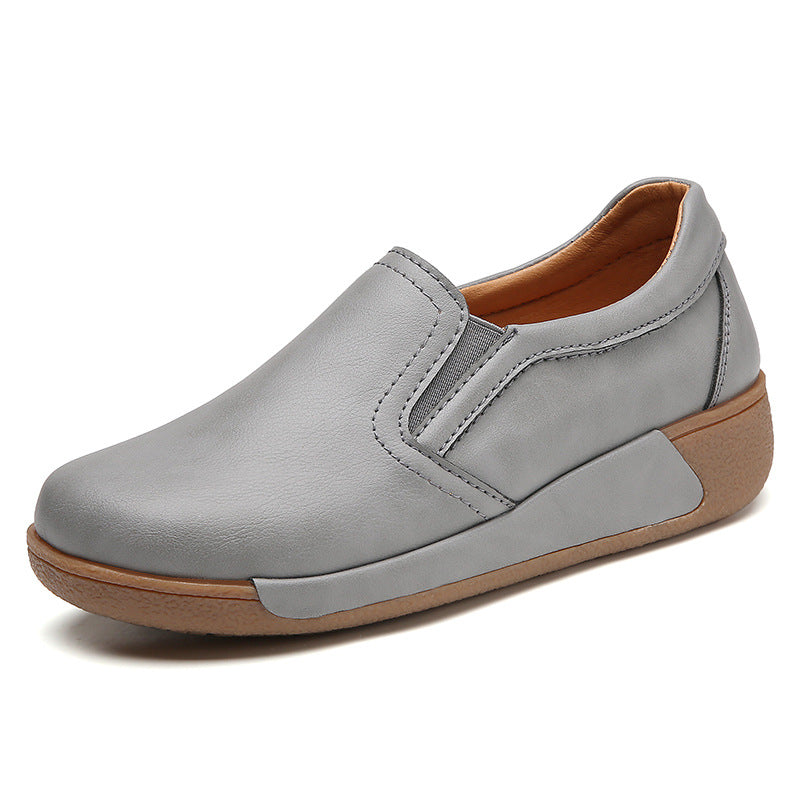 Loafer Shoes for Women with Thick Sole Soft Sole Versatile Single Shoes Round Toe Slip-On Casual Comfortable Anti-Slip Mother Shoes