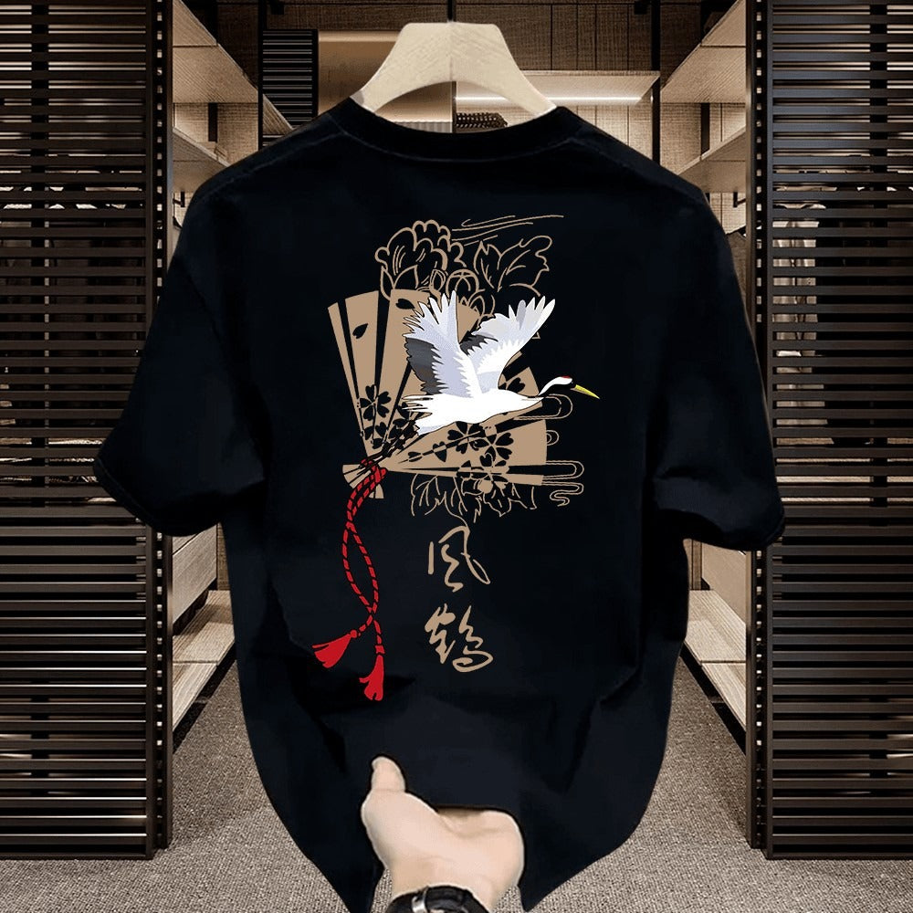 Casual Fashion Printed Pure Cotton Short Sleeve T-Shirt for Men