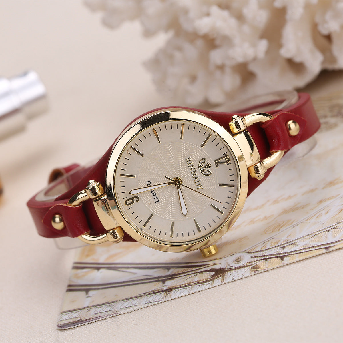 wish explosive quartz watch ladies leather thin strap pure color fashion women's gift watch women one piece dropshipping