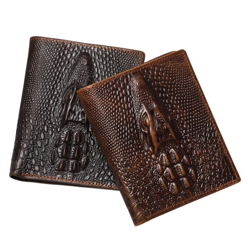 Men's Crocodile Print Leather Bifold Wallet | Aladinae