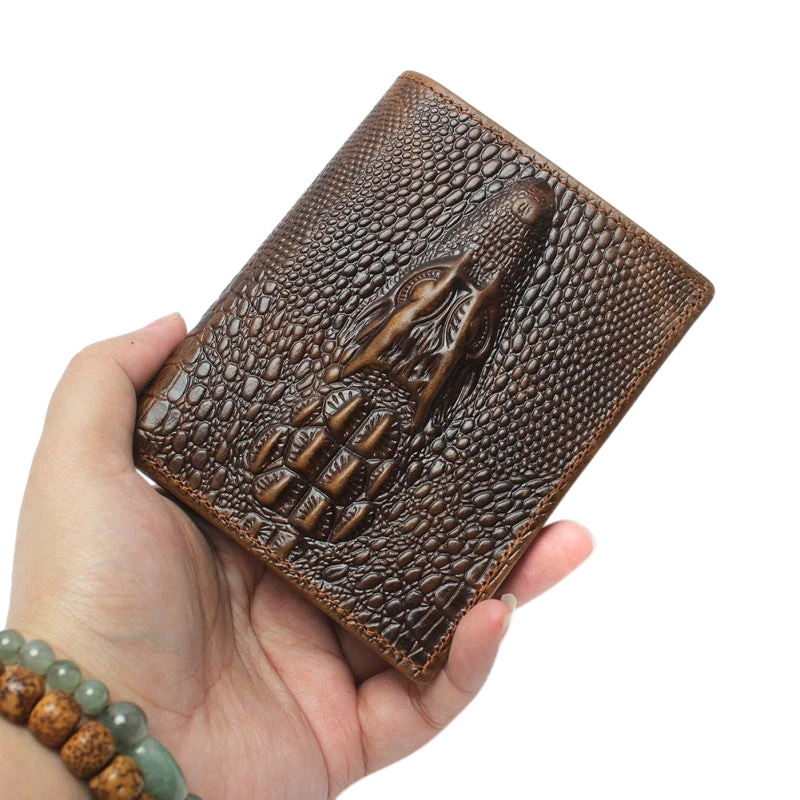 Men's Crocodile Print Leather Bifold Wallet | Aladinae