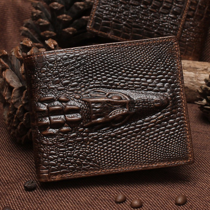 Men's Crocodile Print Leather Bifold Wallet | Aladinae