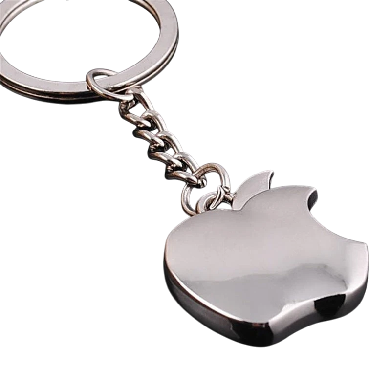 Factory direct metal crafts mini apple keychain advertising custom activities small gifts lettering