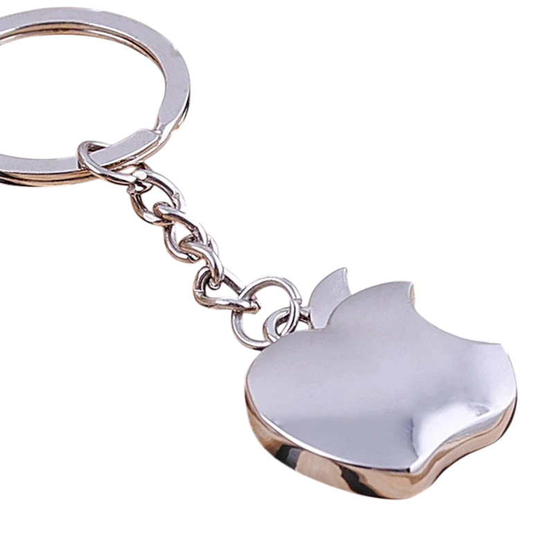 Factory direct metal crafts mini apple keychain advertising custom activities small gifts lettering
