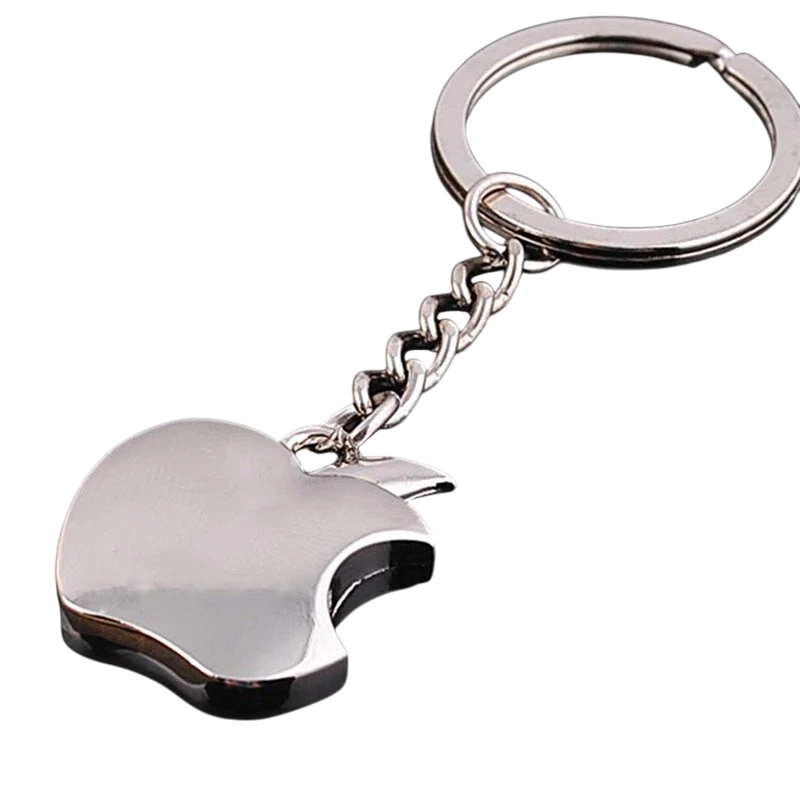 Factory direct metal crafts mini apple keychain advertising custom activities small gifts lettering